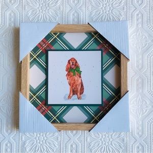 Christmas Plaid Dog Wooden Decor